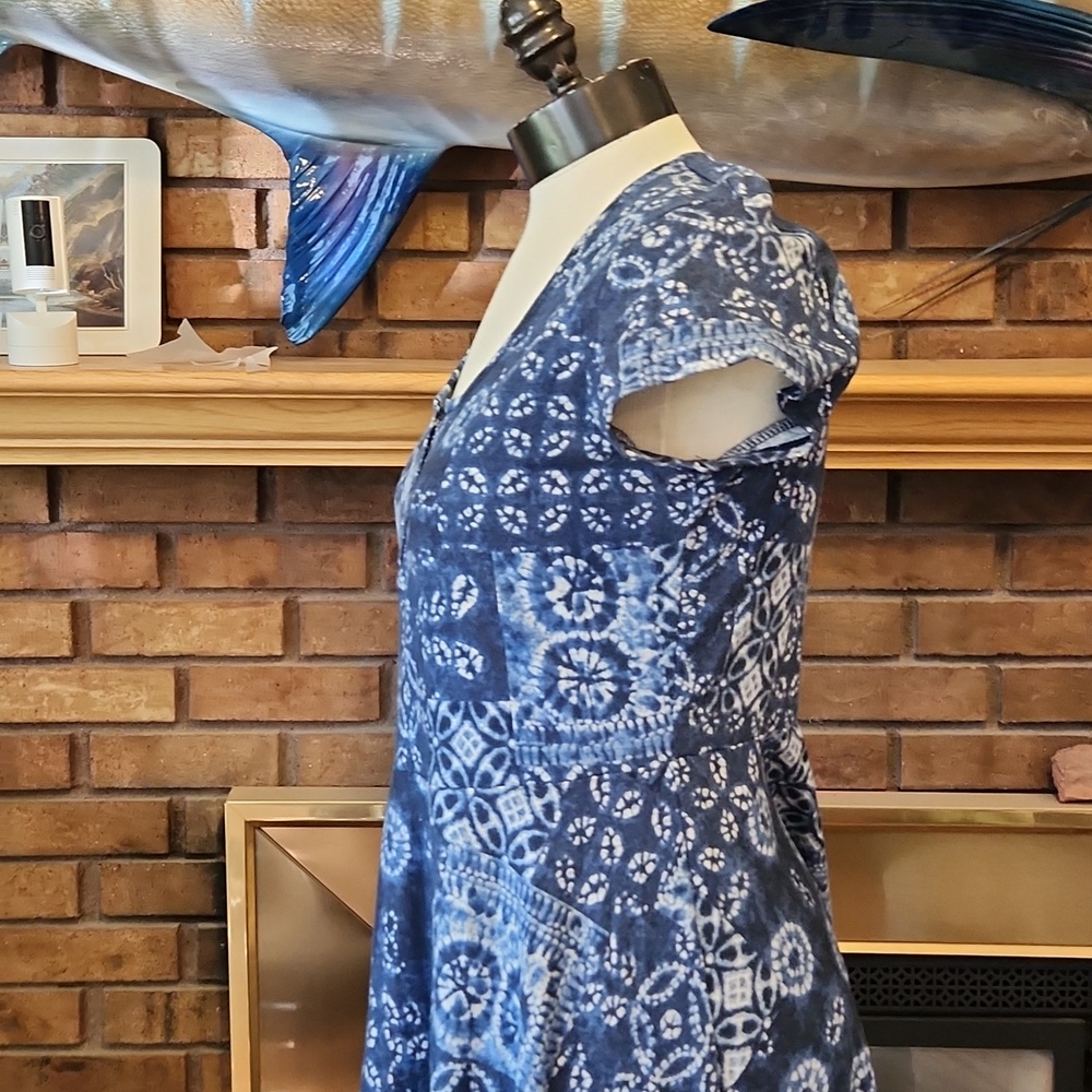 Chaps Blue and White Maxi Dress 100% Cotton Summer Dress Flowy Spring Easter - Picture 6 of 16